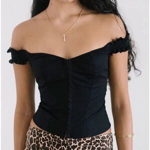 NWT DOVICA LACE TRIM CORSET TOP IN ADRENALINE Black Motel Rocks